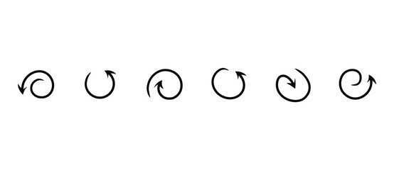 Arrow icons set in flat style. Curved arrows. Arrow sign, direction, rotation, up, upward, down, upward arrow symbols, vector illustrations on a transparent background.