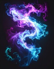 Fototapeta premium Abstract Swirling Light Form with Violet and Cyan Tones on Dark Backdrop