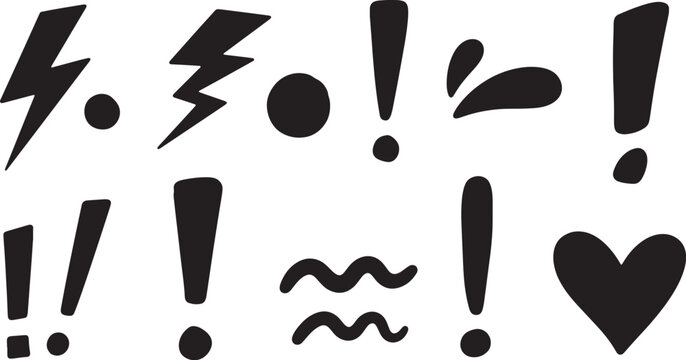 Collection of black punctuation marks and symbols on white background for design