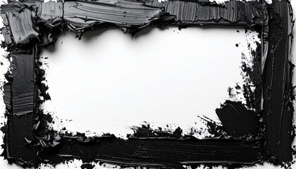 Black Textured Rectangular Frame with White Background in Horizontal Orientation