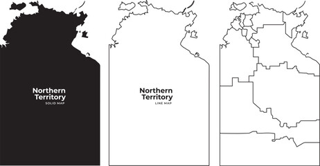Northern territory australia maps in black and white line art styles © Meizan 