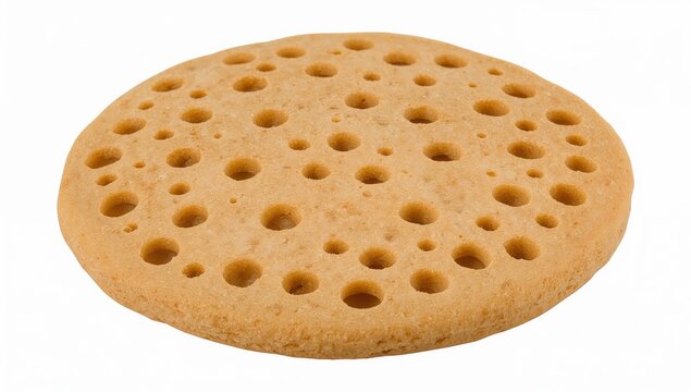 Traditional moroccan baghrir spongy pancake with distinctive tiny holes isolated on white background