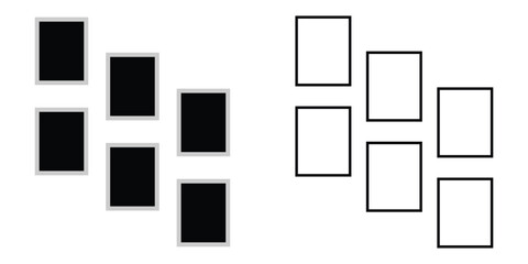 Photo mosaic collage of picture frame templates, vector images album background. Vector photo frame for memory. Bento grid abstract layouts with geometric tiles and rounded corners. Modern modular.