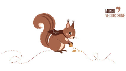 Cartoon Squirrel With Cape Holding A Cookie Leaving Trail Of Crumbs