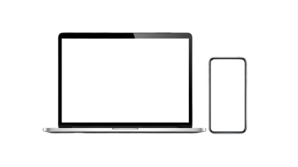 Mockup of laptop and mobile phone screens for design presentation