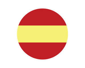 Obraz premium Round flat vector icon of Spain national flag featuring red and yellow horizontal stripes isolated on white background