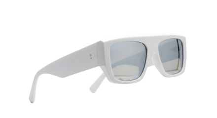 White futuristic sunglasses isolated on transparent background offering eye protection