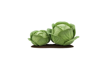 Fototapeta premium Fresh green cabbage heads whole and halved isolated on transparent background