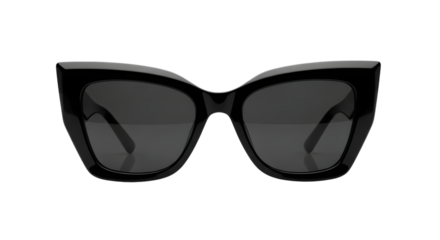 Elegant black cat eye sunglasses isolated on transparent background