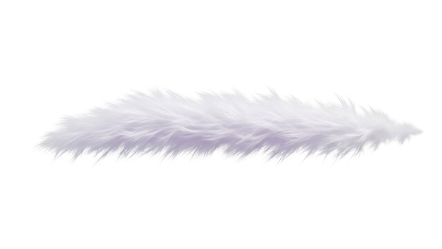 Fluffy white fur strip PNG isolated on transparent background, soft faux fur element for fashion and decorative design projects