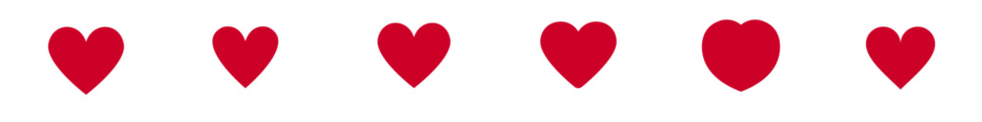 Solid Red Heart Icon Set Vector