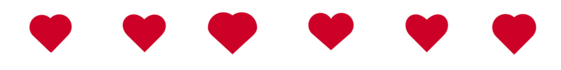 Red Heart Icon Set for  Valentine's day. 14 February. 