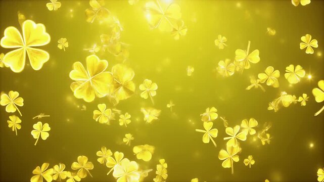 Bright cheerful yellow background with subtle clover textures creating joyful seasonal motion atmosphere