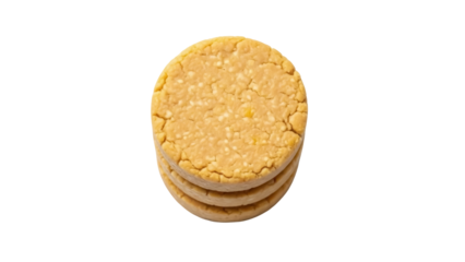 Stack of three round cookies isolated PNG on transparent background, delicious baked goods for dessert or snack time