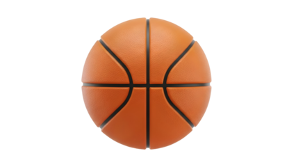 Orange basketball with black lines isolated on transparent background high resolution PNG cutout