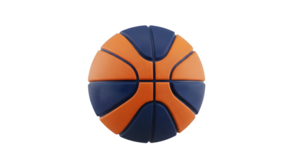 Orange and blue basketball with black lines isolated on transparent background