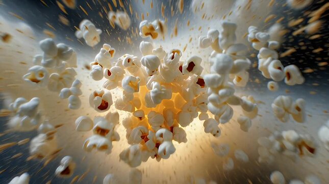 Macro Corn Kernel Popping into Popcorn Slow Motion Video.