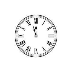 Simple clock face with roman numerals displaying ten fifty nine time