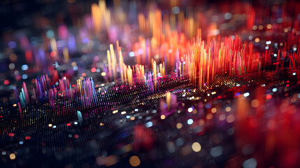 Vibrant colorful abstract background with glowing neon lights and bokeh effects in dark space