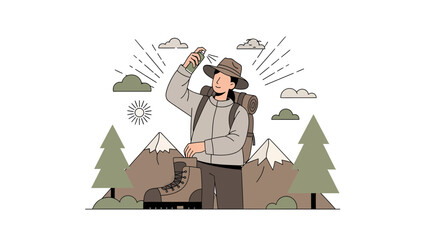 Female Hiker Spraying Insect Repellent For Bugs On Mountain Adventure Trip