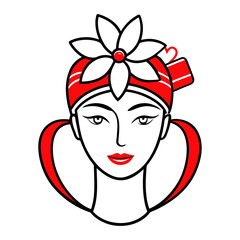 Hand drawn line art facial fashion vector art illustration