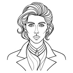 Hand drawn line art facial fashion vector art illustration