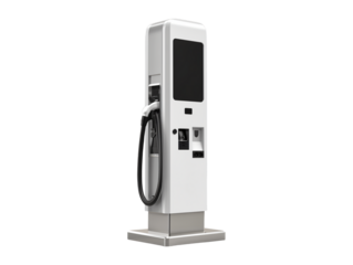 Electric vehicle charging station isolated on transparent or white background, png