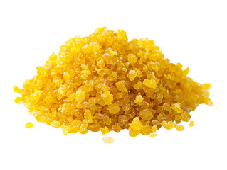 Pile of yellow sugar crystals isolated on transparent or white background, png