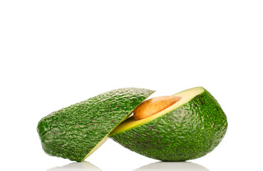 Ripe avocado , isolated on white background, close-up.