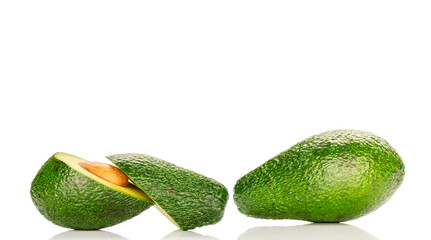 Ripe avocado , isolated on white background, close-up.