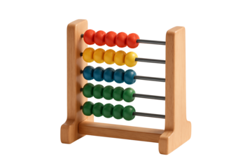 Educational Abacus with Rainbow Beads, Preschool Mathematics and Early Learning Concept