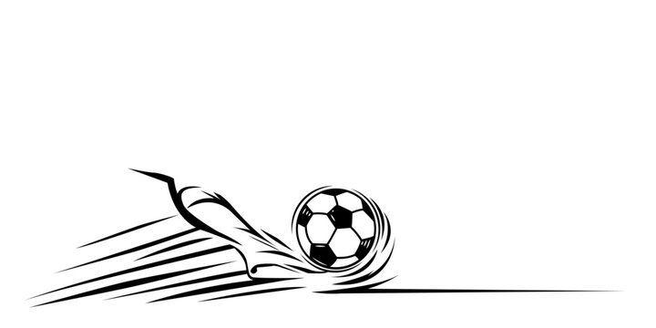 A running football player with a soccer ball in a modern, dynamic style. Vector illustration.