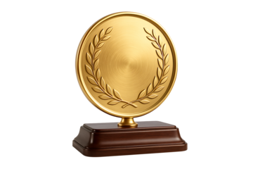Elegant Winner Trophy with Laurel Branch Decoration, High Quality 3D Render for Recognition Themes