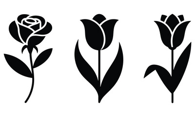 blacksilhouetteofflowersandtulips