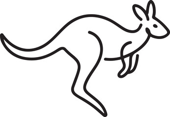 Fototapeta premium Single continuous line drawing of adorable jumping kangaroo for national zoo logo identity. Australian animal mascot concept for travel tourism campaign icon. one line Icon drawing