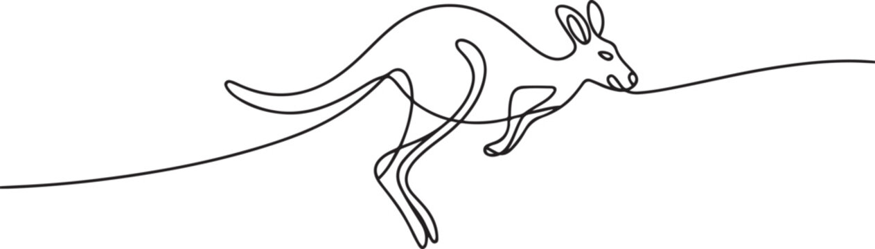 Single continuous line drawing of adorable jumping kangaroo for national zoo logo identity. Australian animal mascot concept for travel tourism campaign icon. one line Icon drawing