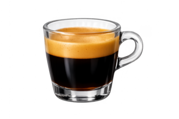 Espresso coffee with crema in a glass mug