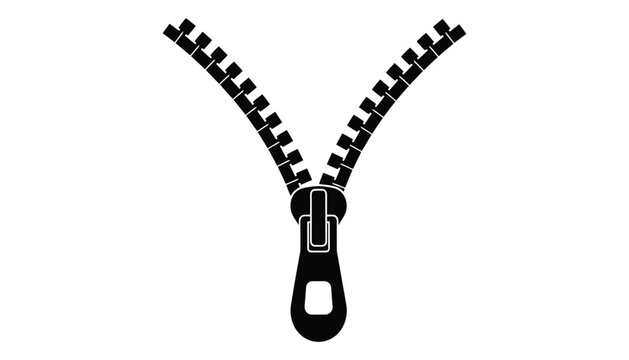 A black zipper with two open sides and a pull tab