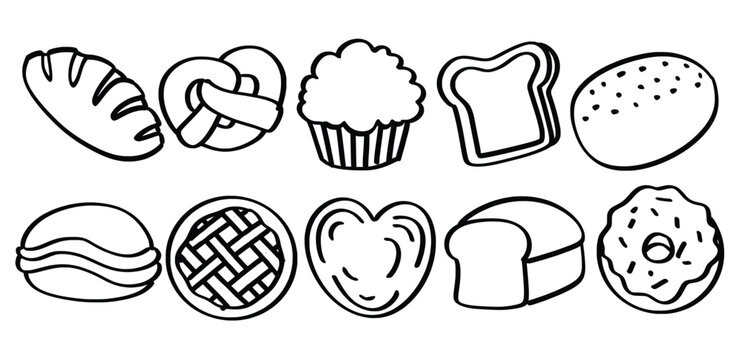 Set of hand drawn Bread bakery theme Isolated Vector