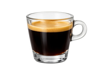 Espresso coffee with crema in clear glass cup