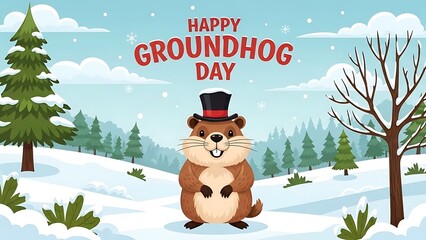 Groundhog day celebration with furry weather predictor