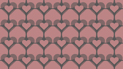 A pink seamless pattern with hearts. A pink and gray Valentine's background.