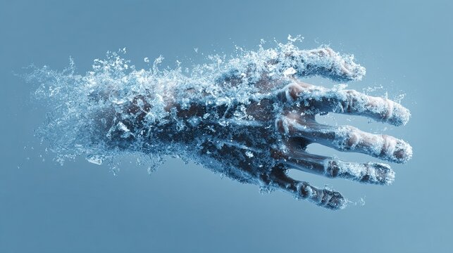 Visualizing the impact of frostbite on frozen skin, highlighting injury, damage, and medical intervention. AI generated image