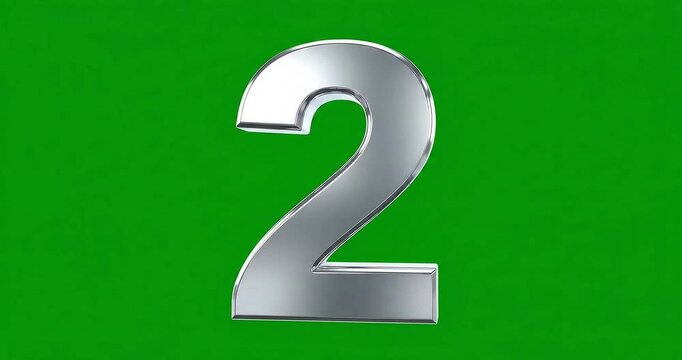 Three dimensional silver numbers on green screen background realistic 1080p video with 3d and animation and graphic and template and cinematic and motion and design