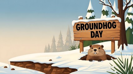 Groundhog day celebration with furry weather predictor