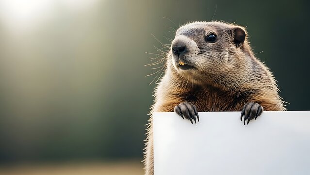 Groundhog day celebration with furry weather predictor