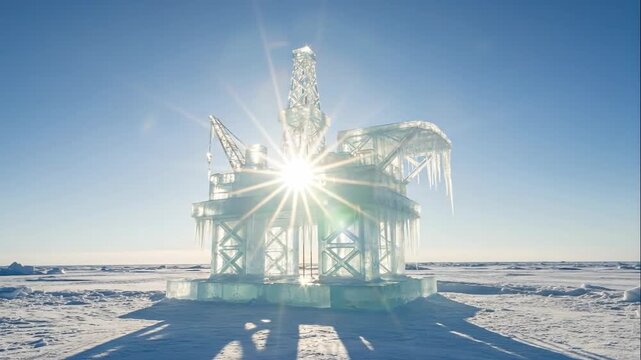 Arctic oil rig ice sculpture - Arctic geopolitical interest