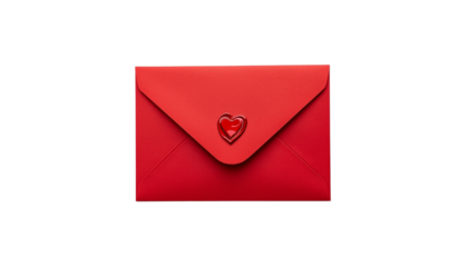 A red envelope with a heart-shaped seal on transparent background shows love and affection on transparent background