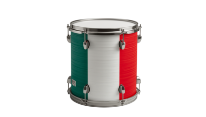 A large snare drum with an Italian flag design on a transparent background