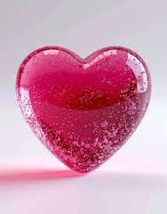 Fototapeta premium Shiny Transparent Red Heart with Sparkles on a White Background